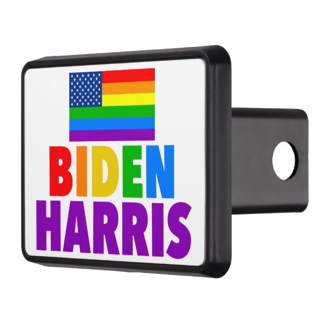 Biden Harris Rainbow American Flag LGBT Custom Trailer Hitch Cover (Left)