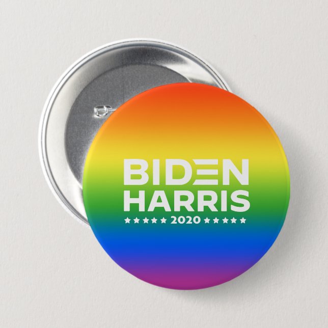 BIDEN HARRIS - Rainbow Pride Colours 3 Inch Round Button (Front & Back)