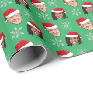 Biden Harris Santa Hat Pattern Wrapping Paper