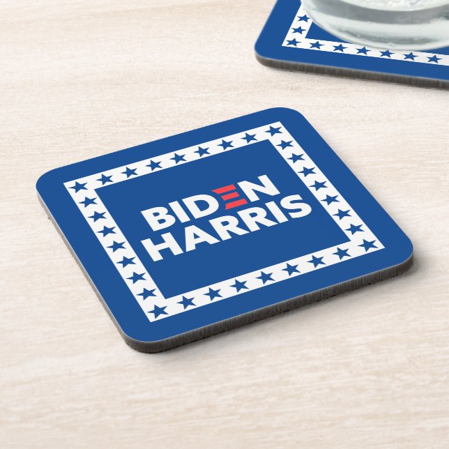 Biden / Harris Stars Frame White Blue Coaster (Left Side)