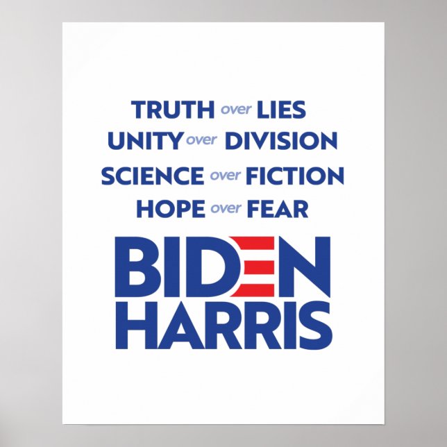 Biden Harris - Truth Unity Science Hope Poster (Front)