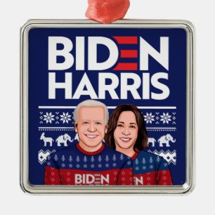 BIDEN HARRIS UGLY SWEATER CARD METAL ORNAMENT