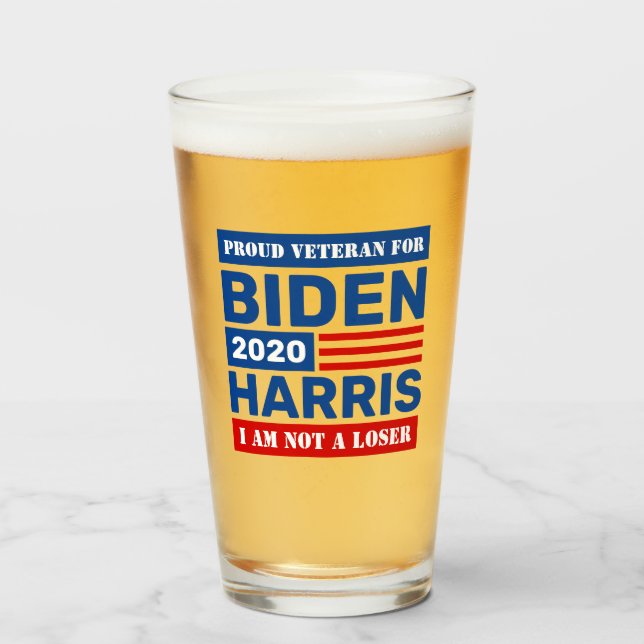 Biden Harris Veterans Not A Loser Glass (Front Filled)