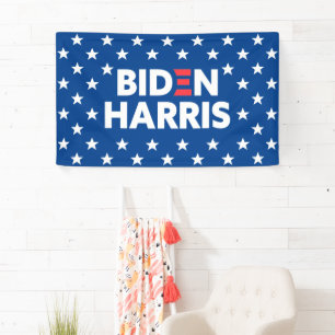 Biden / Harris White Stars Pattern Blue Banner