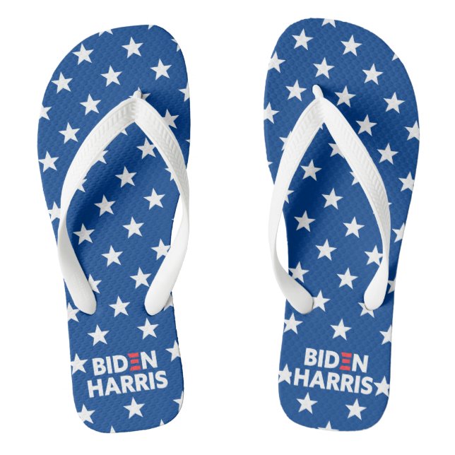 Biden / Harris White Stars Pattern Blue Flip Flops (Footbed)