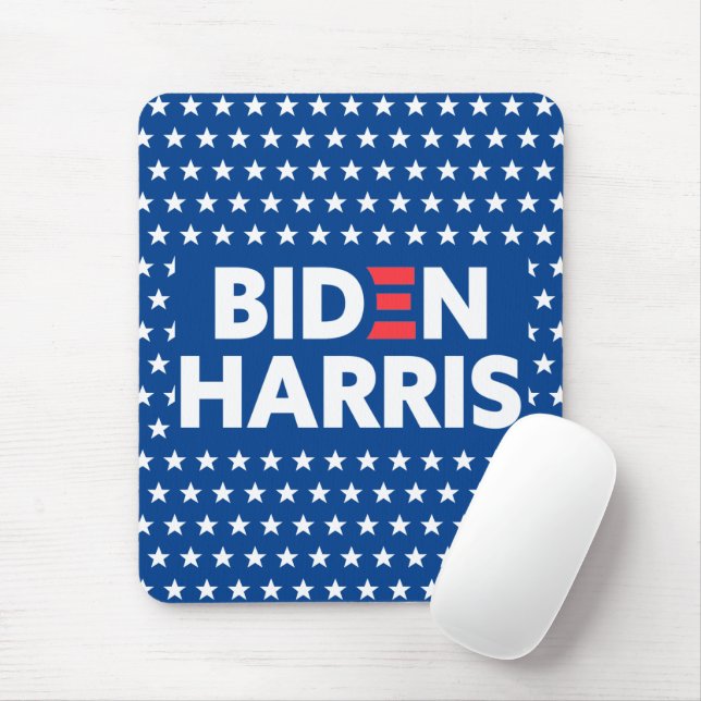 Biden Harris White Stars Pattern Blue Mouse Pad (With Mouse)