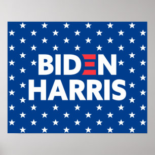 Biden / Harris White Stars Pattern Blue Poster