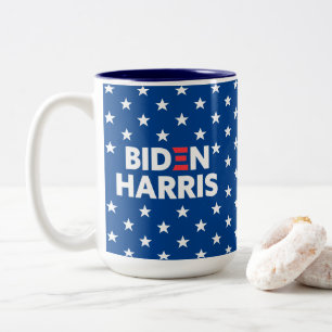 Biden / Harris White Stars Pattern Blue Two-Tone Coffee Mug