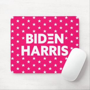 Biden Harris White Stars Pattern Red Pink Mouse Pad