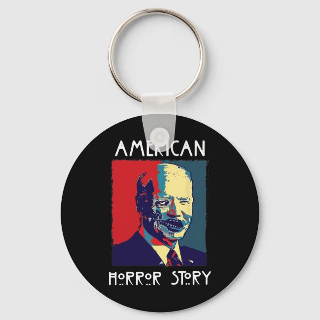 Biden Horror American Zombie Story Halloween Retro Keychain (Front)