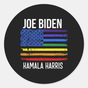 Biden Kamala Harris 2020 Rainbow Us Flag Lgbt Elec Classic Round Sticker