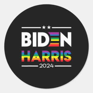 Biden Kamala Harris 2024 Rainbow Gay Pride Lgbt El Classic Round Sticker