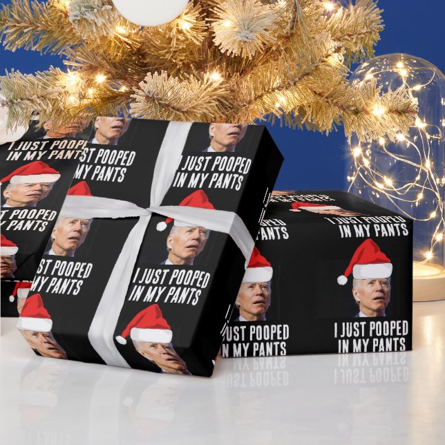 BIDEN POOPED IN PANTS CHRISTMAS Wrapping Paper (Holidays)
