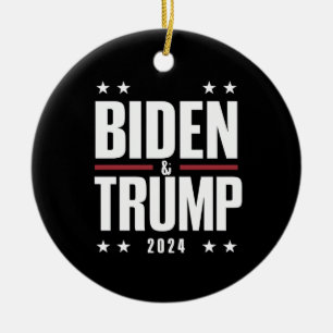 Biden Trump 2024 Funny Election Presidential VP Ceramic Ornament
