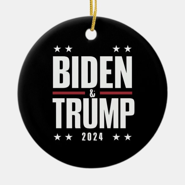 Biden Trump 2024 Funny Election Presidential VP Ceramic Ornament (Front)