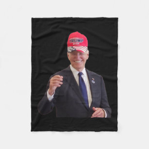 Biden Wears A Trump 2024 Hat Fleece Blanket