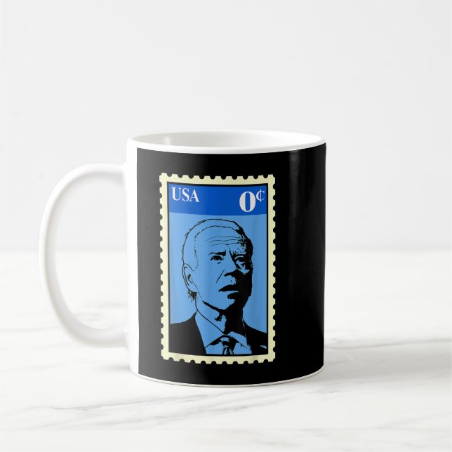 Biden Zero Cents Stamp 0 Funny JoeBiden  Coffee Mug (Left)