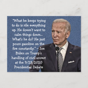 Biden's Quotes on Trump at the Sept 29th Debate Postcard