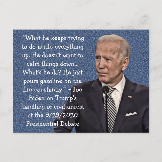 Biden's Quotes on Trump at the Sept 29th Debate Postcard (Front)