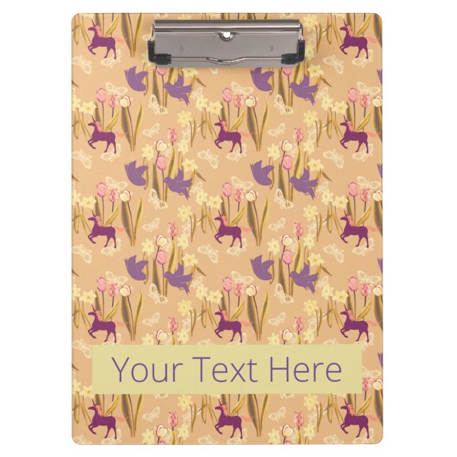 Bids and Unicorns on Spring Meadow  Clipboard (Front)