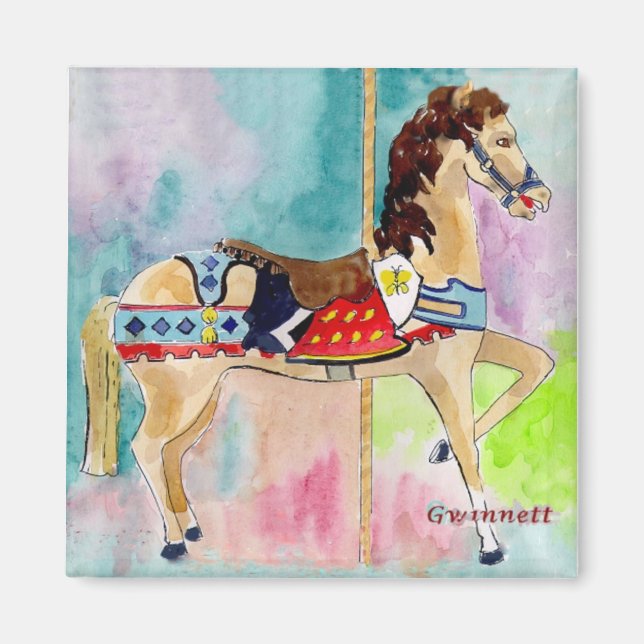 Biege Carousel Horse Magnet (Front)