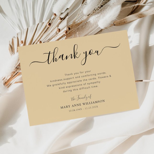 biege funeral thank you note card (Creator Uploaded)