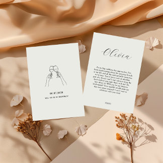 Biege Minimal Be My Bridesmaid Invitation
