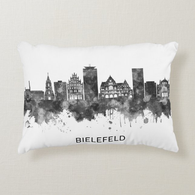 Bielefeld Germany Skyline BW Accent Pillow (Front)