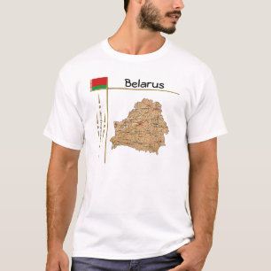 Biélorussie Carte + Drapeau + Titre T-shirt
