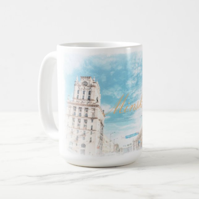 Biélorussie Minsk Architecture Peinture Tasse (Devant gauche)