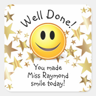 BIEN FAIT Star Smile Sticker enseignant Carré
