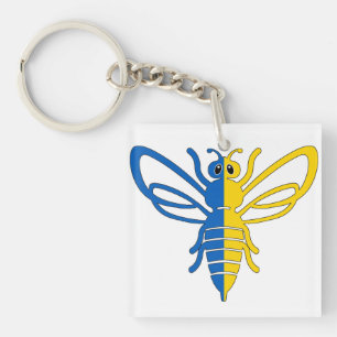 Biene in den Farben der ukrainischen Flagge Keychain