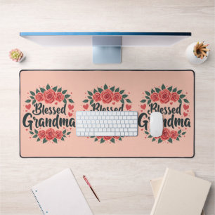 Bienheureuse Grand-mère Florale Vintage Rose Typog