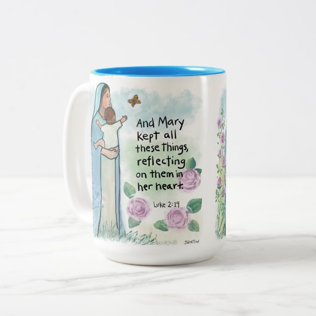 Bienheureuse Mère Luc 2:19 Mug (Devant gauche)