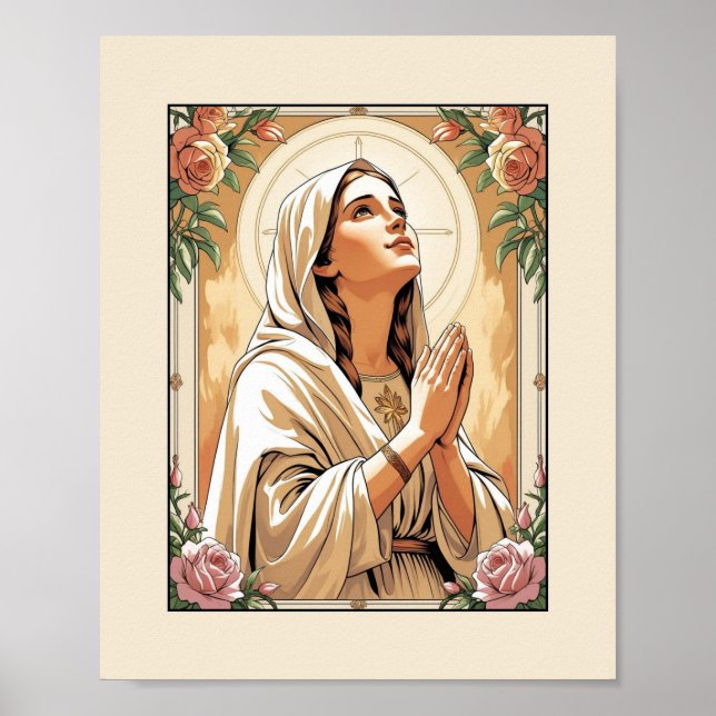 Bienheureuse Vierge Marie en prière - Poster catho (Devant)