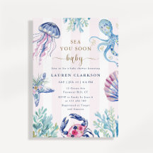 Bientôt à la mer Bébé Invitation à la baby shower