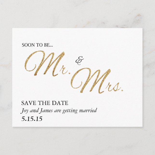 Bientôt être M. & Mme Enregistrer la date Carte po (Devant)