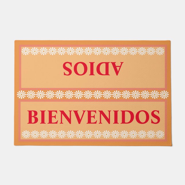 Bienvenidos welcome Adios Goodbye Spanish Doormat (Front)