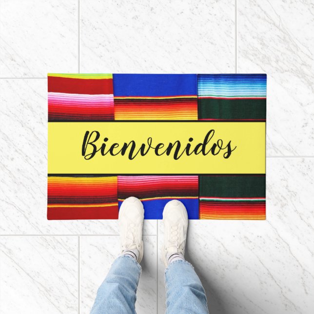 Bienvenidos (Welcome) Serape stripes  Doormat (Indoor)