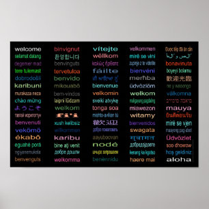 Bienvenue 80 Langues Poster Noir