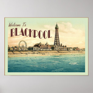 Bienvenue À Blackpool ~ Poster Vintage voyage