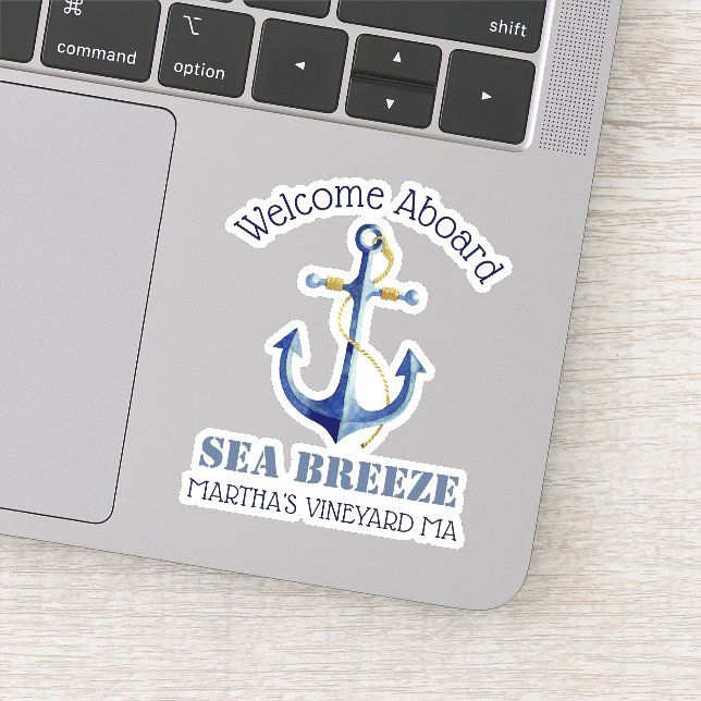 Bienvenue à bord du bateau ⛵ nom Sticker Ancre nau (Détail)