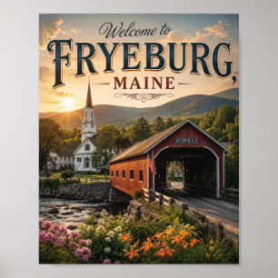 Bienvenue à Fryeburg, Maine Affiche de voyage vint