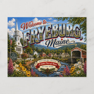 Bienvenue à Fryeburg Maine Carte postale nostalgiq