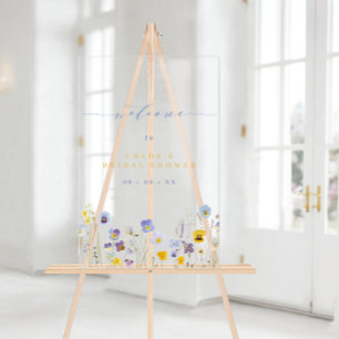 Bienvenue à la Baby Shower Bleue et Jaune de Fleur