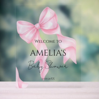 Bienvenue à la Baby Shower Coquette Ruban Rose