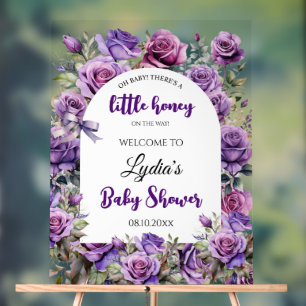 Bienvenue à la Baby Shower Little Honey Purple Ros