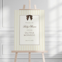 Bienvenue à la Baby Shower rayée avec un nœud Brun