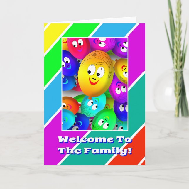 Bienvenue À La Carte De Voeux Famille Balloons (Devant)