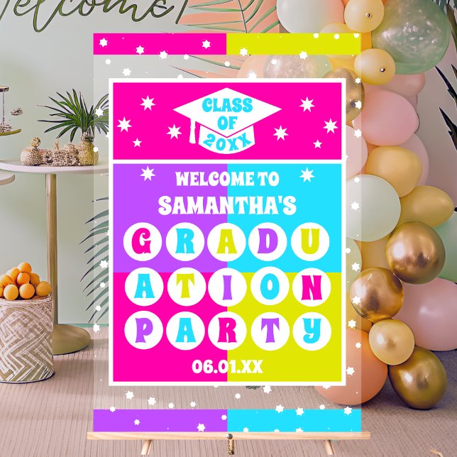 Bienvenue à la fête de graduation Retro Neon (Créateur téléchargé)